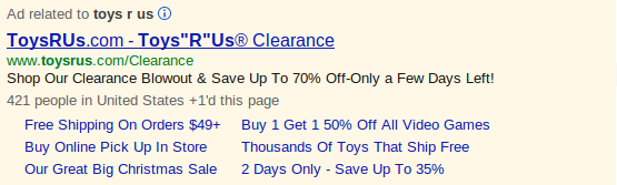 PPC Ad with Sitelinks