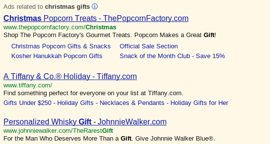 PPC Ad example with Sitelinks