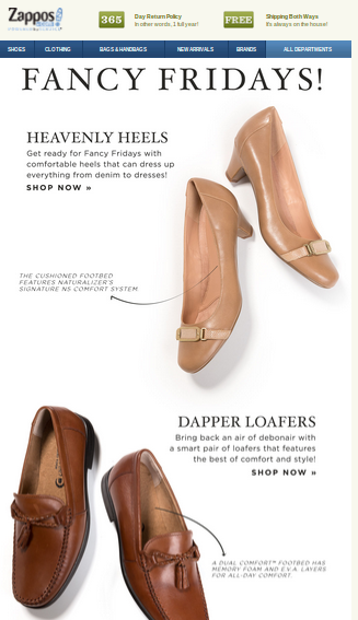 Zappos knows exactly how to go about playing with images & fonts!